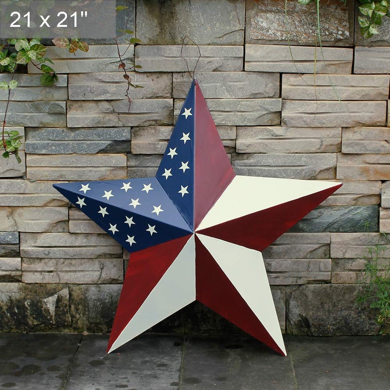 YK Decor Patriotic Barn Star Metal Wall Decor Indoor Outdoor Wall Hanging Primitive Decor Star Ornament 4th of July Decoration - Image 2